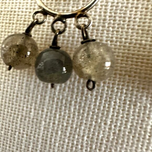 Sterling silver labradorite circle drop earrings - Picture 7 of 10